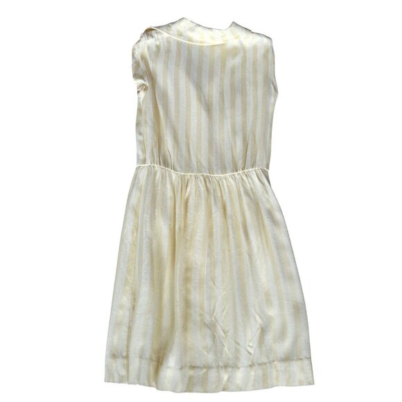 Vintage 70s Handmade Cream Yellow Vertical Striped Button Down Shirt Dress Size - Picture 7 of 8